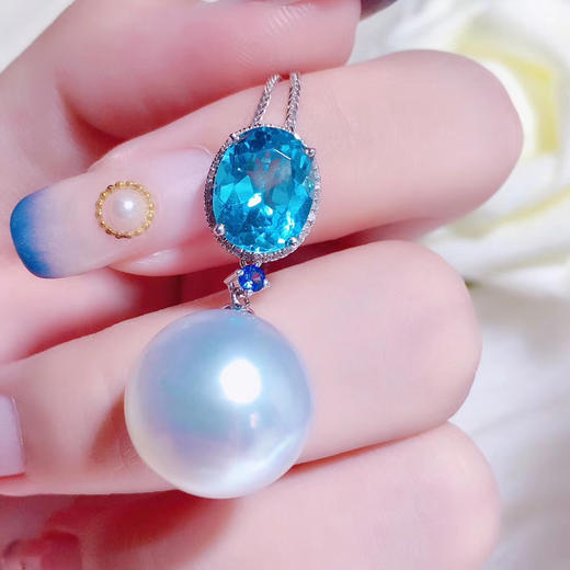 【天然澳白珍珠吊坠】珠径15-16mm 正圆强光皮滑,微微瑕 微生长纹