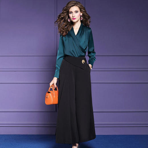 FMY-21280新款时尚气质上衣高腰阔腿裤两件套 商品图0