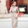 WXY-2334新款小碎花印花中长款改良修身旗袍裙 商品缩略图2