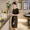 ZAYS-时尚气质刺绣旗袍裙  日常复古妈妈装 商品缩略图3