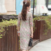 WXY-2334新款小碎花印花中长款改良修身旗袍裙 商品缩略图4