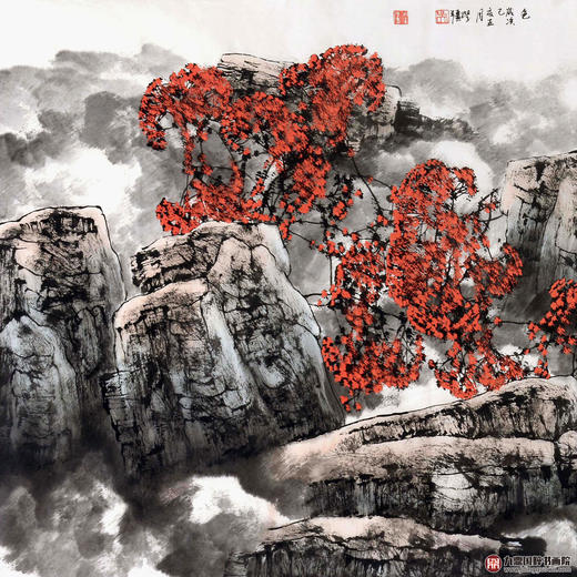 吴学强《隔江秋色》68*138cm 山水横幅作品 办公室/客厅/书房挂画 商品图2