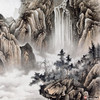 李学亮《树接前山暗 溪承水瀑凉》68*138cm 山水横幅作品 办公室/客厅/书房挂画 商品缩略图3