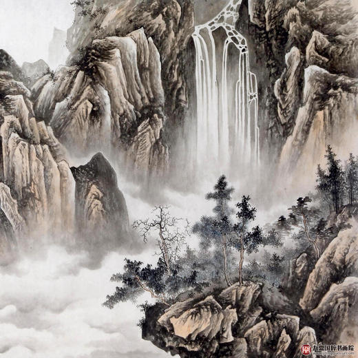 李学亮《树接前山暗 溪承水瀑凉》68*138cm 山水横幅作品 办公室/客厅/书房挂画 商品图3