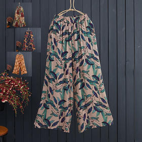 DYK-2662文艺垂感松紧腰宽松大码休闲棉麻阔腿裤