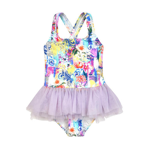 sisia儿童泳衣新款网纱洋气公主裙中大童女童连体泳衣女孩 商品图4