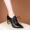 XY-时尚新品尖头粗高跟鞋系带牛漆皮复古深口鞋 商品缩略图2