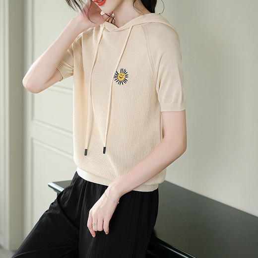 小雏菊卫衣宽松2020年新款夏装短袖薄款带帽上衣CC-J1380 商品图2