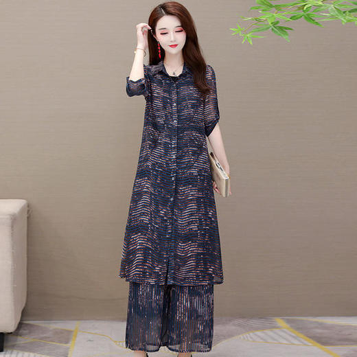 YWE-HYX-H20B5063新款气质高贵条纹两件套 商品图3