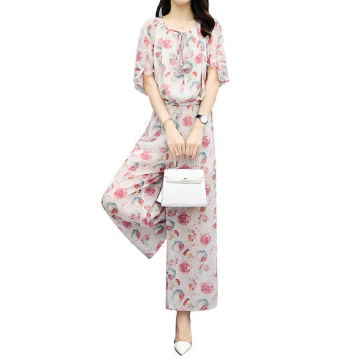 DLL-6565新款气质轻熟风显瘦上衣阔腿裤雪纺洋气两件套 商品图4