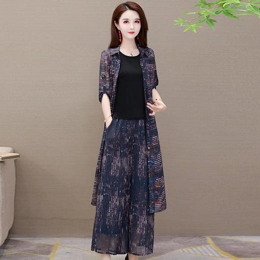 YWE-HYX-H20B5063新款气质高贵条纹两件套 商品图2