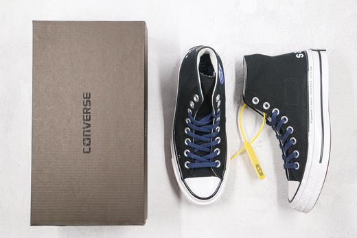 匡威 Sacai 藤原浩 闪电 联名 黑白色 白蓝色 补丁铭牌 缝线 威潮匡威潮匡男女鞋高低帮帆布鞋货号：160329C 商品图1