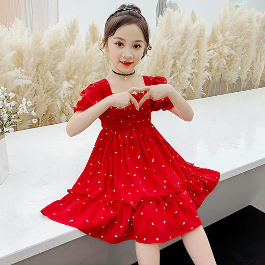XD-A541泡泡袖新款中大童韩版蝴蝶结公主裙潮 商品图0
