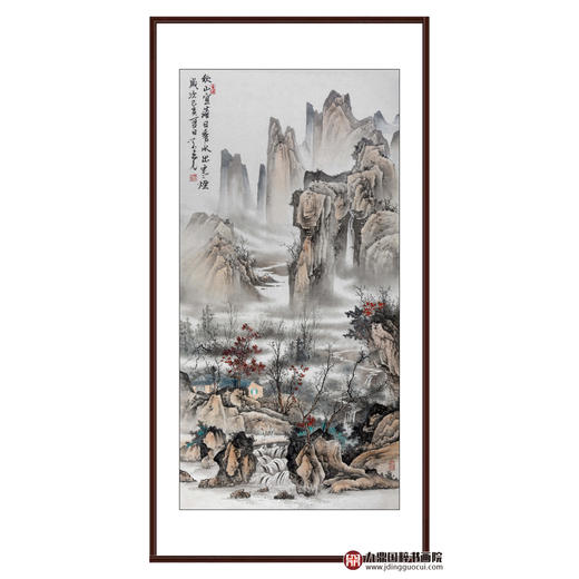 李学亮《秋山宜落日秀水》68*138cm 山水竖幅作品 玄关/办公室挂画 商品图0