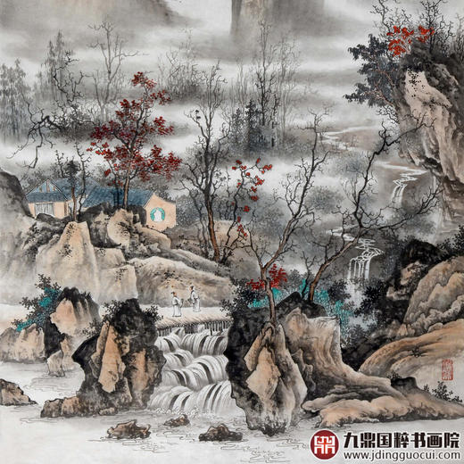 李学亮《秋山宜落日秀水》68*138cm 山水竖幅作品 玄关/办公室挂画 商品图3