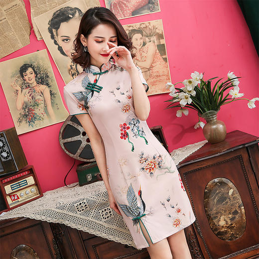 YC-6011旗袍年轻款新式中国风短款现代日常夏季连衣裙 商品图3