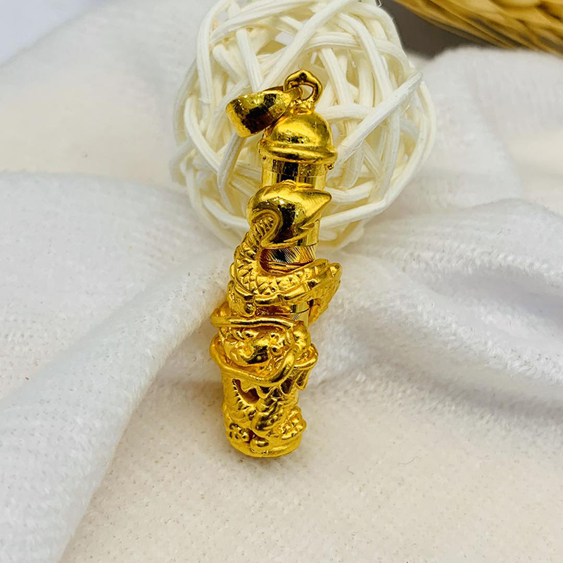 足金999硬金龙抱柱吊坠