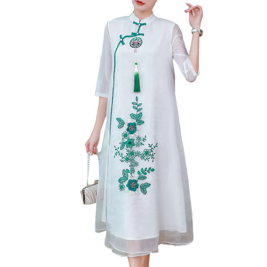 AH-20602中国风现代改良版年轻款甜美长款旗袍裙子 商品图3
