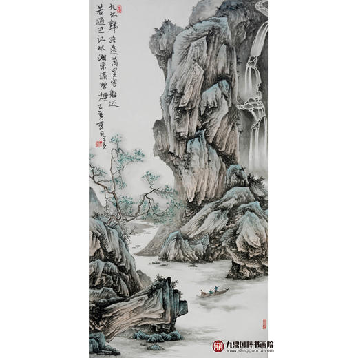 李学亮《九江归路远 万里客船还》68*138cm 山水竖幅作品 玄关/办公室挂画 商品图1