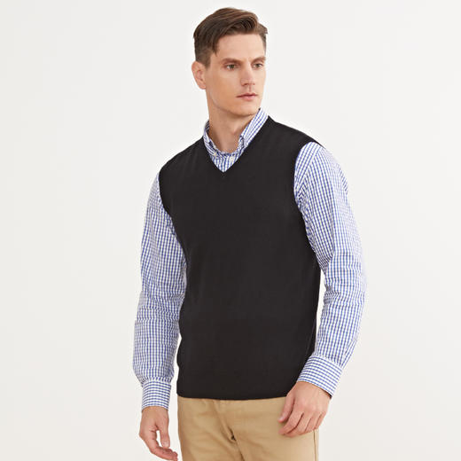 METTE羊绒世家2020秋冬新品男100%山羊绒背心纯色百搭V领针织毛衣 商品图3