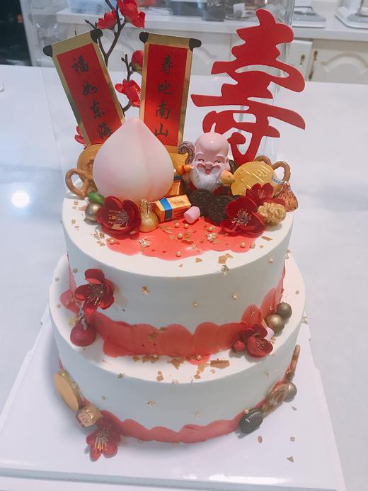 狮子家-贺寿祝寿 爷爷奶奶双层生日蛋糕 纪念日蛋糕 聚会 仪式感必备 商品图0