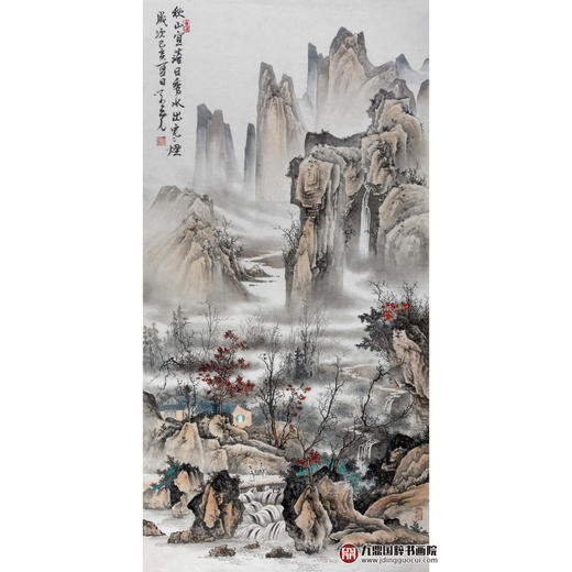 李学亮《秋山宜落日秀水》68*138cm 山水竖幅作品 玄关/办公室挂画 商品图1