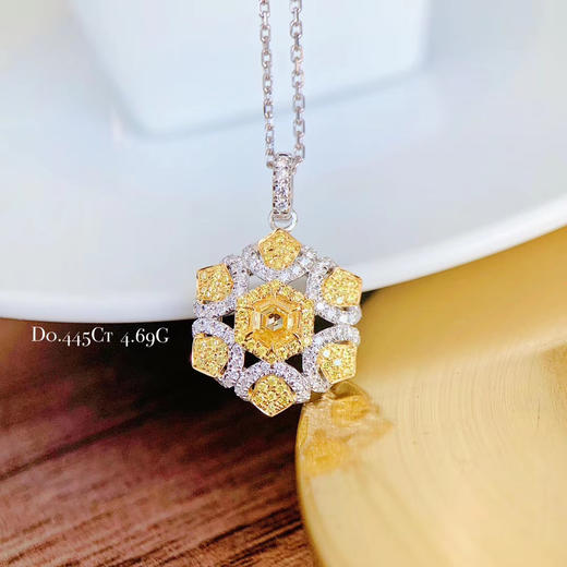 六边形Art Deco黄钻吊坠 商品图0