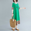 XXJR-1861胖MM宽松袍子夏新款文艺舒适大码棉麻印花短袖连衣裙 商品缩略图3