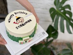 爸爸麻将手绘头像奶油蛋糕