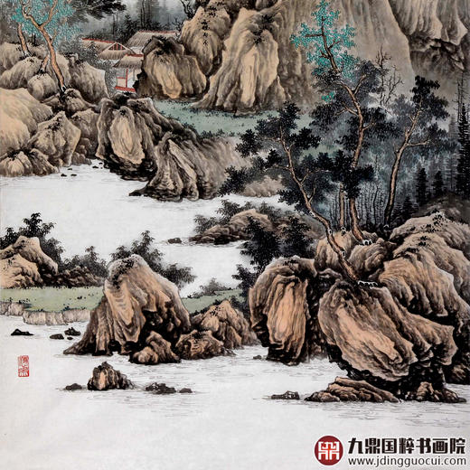 李学亮《野山幽居图》68*138cm 山水竖幅作品 玄关/办公室挂画 商品图3