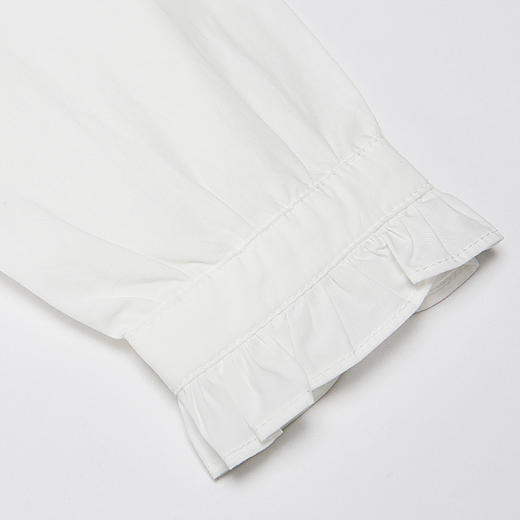 METTE童装2020秋新品女童白色长袖衬衫时尚荷叶边纯棉开衫薄上衣 商品图4