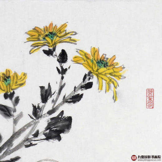 姬朝晖《鞠花黄时蟹正肥》50*50cm 花鸟斗方作品 餐厅/茶室/卧室挂画 商品图4