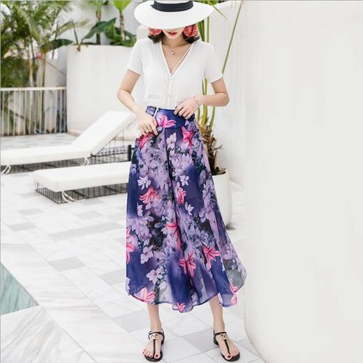 QQZJ-50934F422AF夏新款高腰大裤脚不规则印花七分裤 商品图4