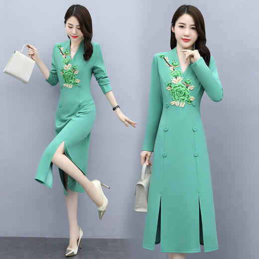 L-OKYZ6851秋季新款气质优雅绣花连衣裙 商品图1