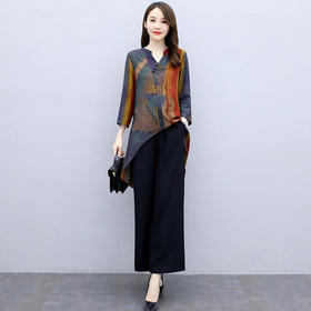 HT-FL550轻熟风宽松汝雅显瘦不规则减龄两件套