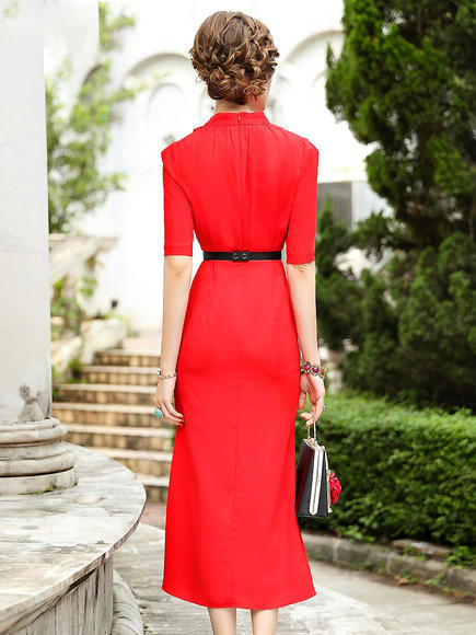 FMY-FX9XL23895夏季新款复古V领收腰连衣裙 商品图2