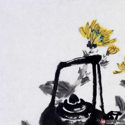 姬朝晖《鞠花黄时蟹正肥》50*50cm 花鸟斗方作品 餐厅/茶室/卧室挂画 商品图2