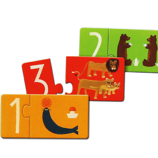 djeco幼儿启蒙早教配对数字动物颜色形状拼图卡益智玩具2片3-4岁 商品图2
