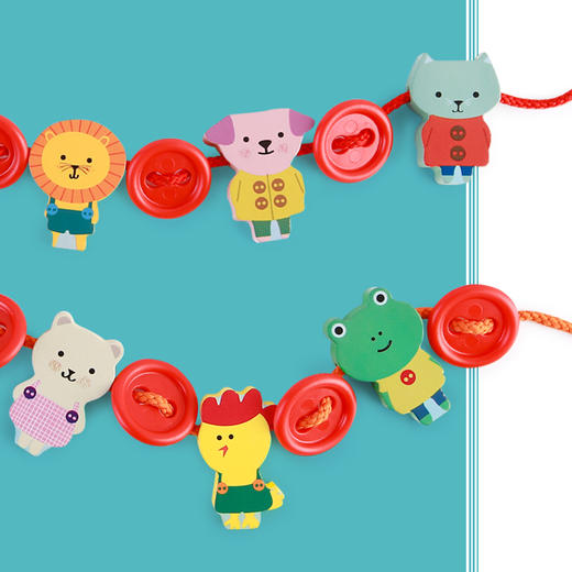 djeco动物串珠儿童宝宝穿线大颗粒穿珠子益智早教游戏1-2岁玩具 商品图0