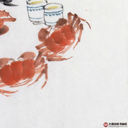 姬朝晖《鞠花黄时蟹正肥》50*50cm 花鸟斗方作品 餐厅/茶室/卧室挂画 商品图5