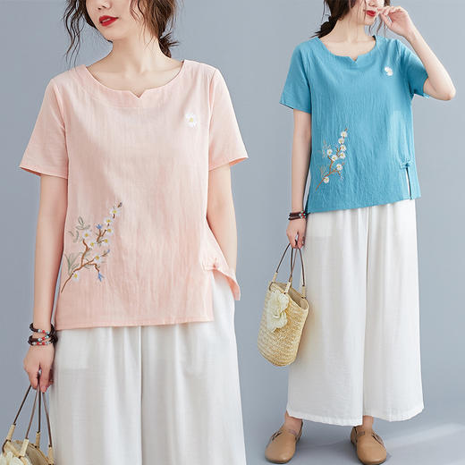 SJMS-83342#GY新款大码女装韩版宽松休闲七分袖T恤上衣 商品图3