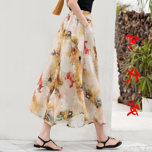 QQZJ-50934F422AF夏新款高腰大裤脚不规则印花七分裤 商品图2