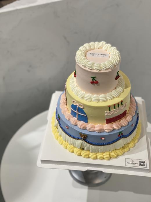 复古可爱裱花奶油生日蛋糕 商品图0