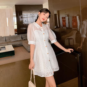 欧芮儿短袖白色连衣裙女新品中长款气质显瘦收腰A字裙