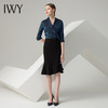 IWY/蓝色五分袖衬衫黑色半裙套装AB0288+AS0185 商品缩略图0