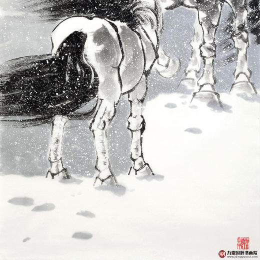 田成义《风雪路弥坚》68*138cm 动物竖幅作品 办公室/玄关挂画 商品图3