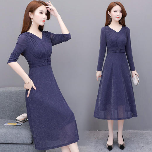 YWE-TBEZ20158A新款气质减龄修身显瘦大码长袖a字裙ZXH 商品图2