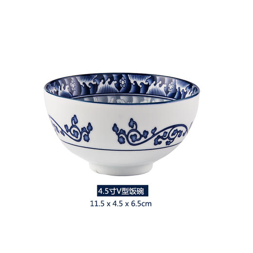 韩国进口参宝青花瓷复古陶瓷饭碗 4.5寸饭碗套装 商品图5