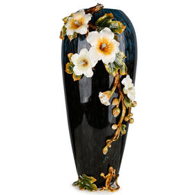 罗比罗丹珐琅彩平安纳福花瓶欧式创意客厅摆件乔迁礼品绯韵花瓷花瓶