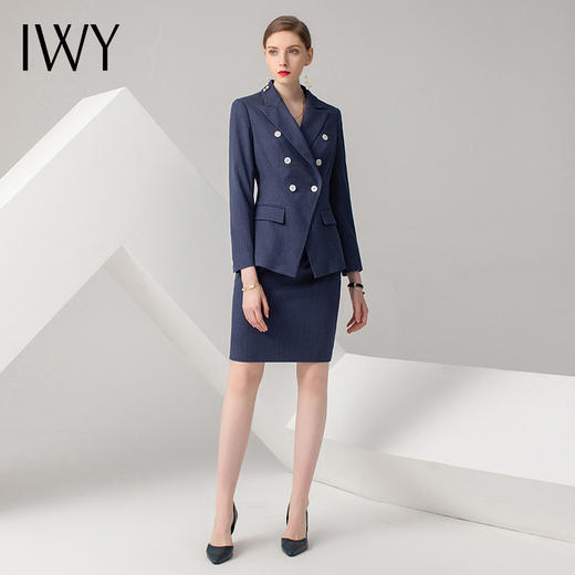 IWY/灰蓝色长袖西装半裙套装CS10344 商品图0